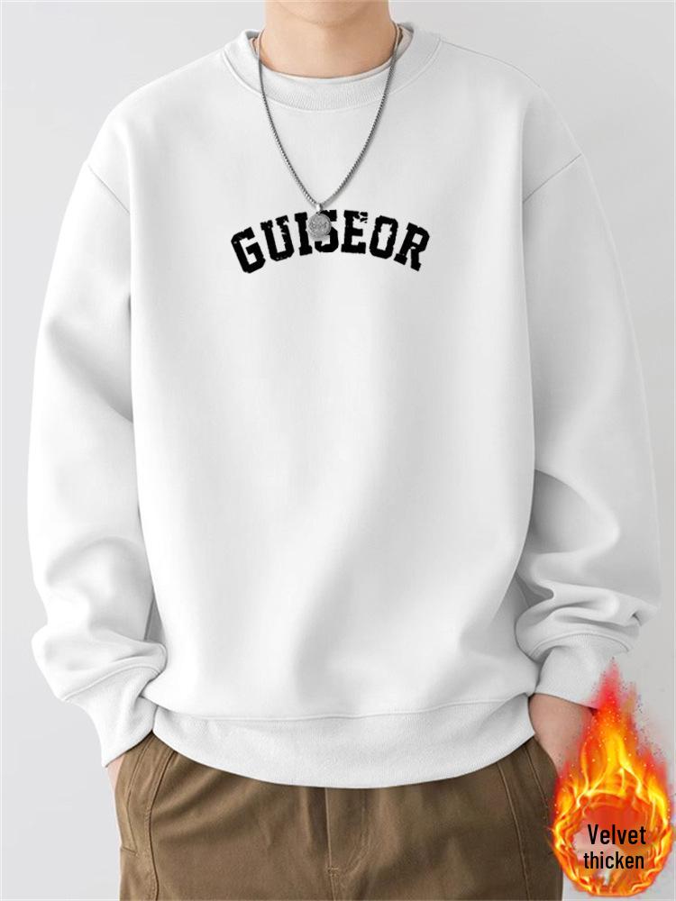 Men's Retro Heavyweight Crewneck Sweatshirt - Autumn/Winter Trendy Loose Pullover
