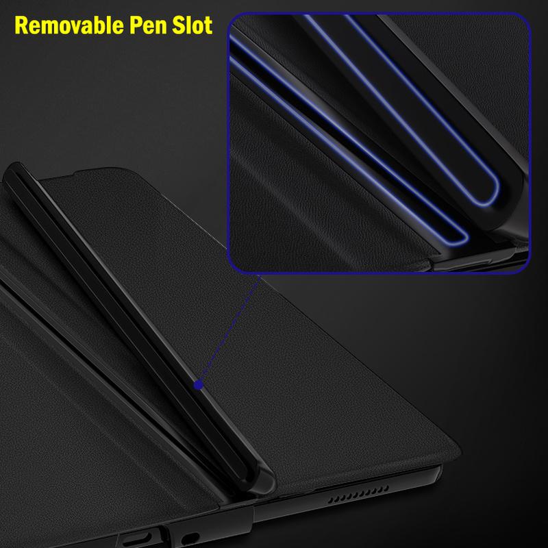 Capa Für Samsung Galaxy Z Fold 4 Fall Flip Leder Abdeckung Mit Abnehmbarer Stift Slot Halter Für Galaxy Z Fold4 5g Seite Stift Slot Fall