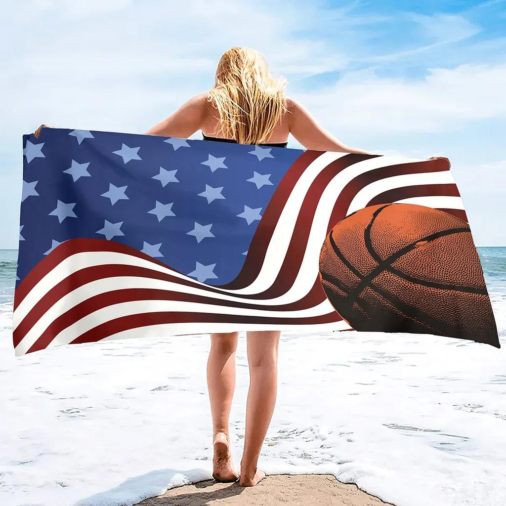 Basketball Large Beach Towel,Soft and Quick Dry Oversized Bath Soft Microfiber for Sports Girls Teens Adults Men