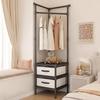 Anti-toppling Floor Standing Shelf Hanging Rod Clothes Organization Rack Shoes Shelf  Bedroom