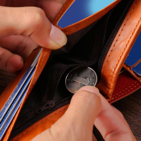 Retro Men Wallet Portable Waterproof Faux Leather Slim Credit Card Holder Bi-fold Short Wallet Multi-functional Front Pocket Wallet