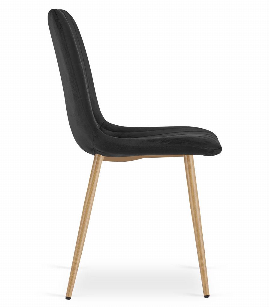 LAVA Chair - Black Velvet / Wood Color Legs X 4