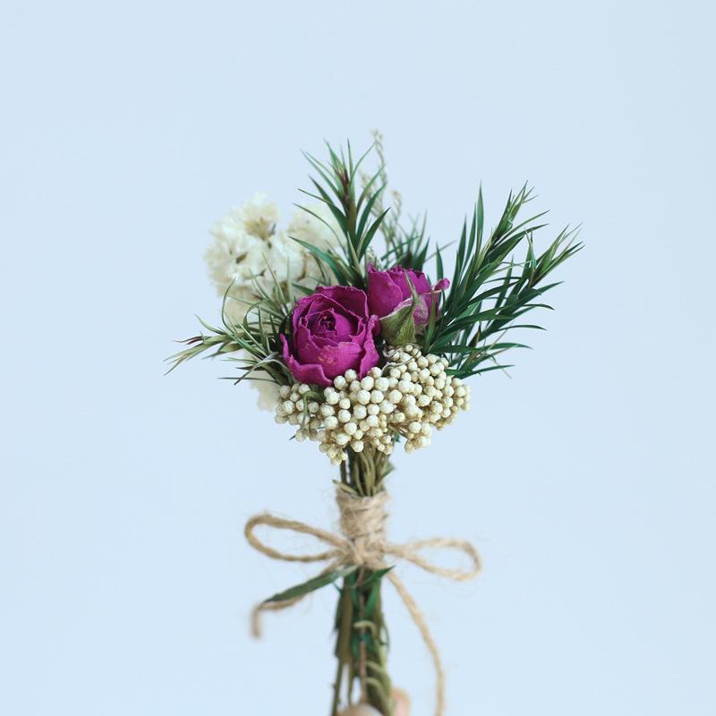 12cm Preserved Flower Boutonniere: Mini Bouquet for Bride, Bridesmaid, Wedding, Gift Box, Party Favor Decoration