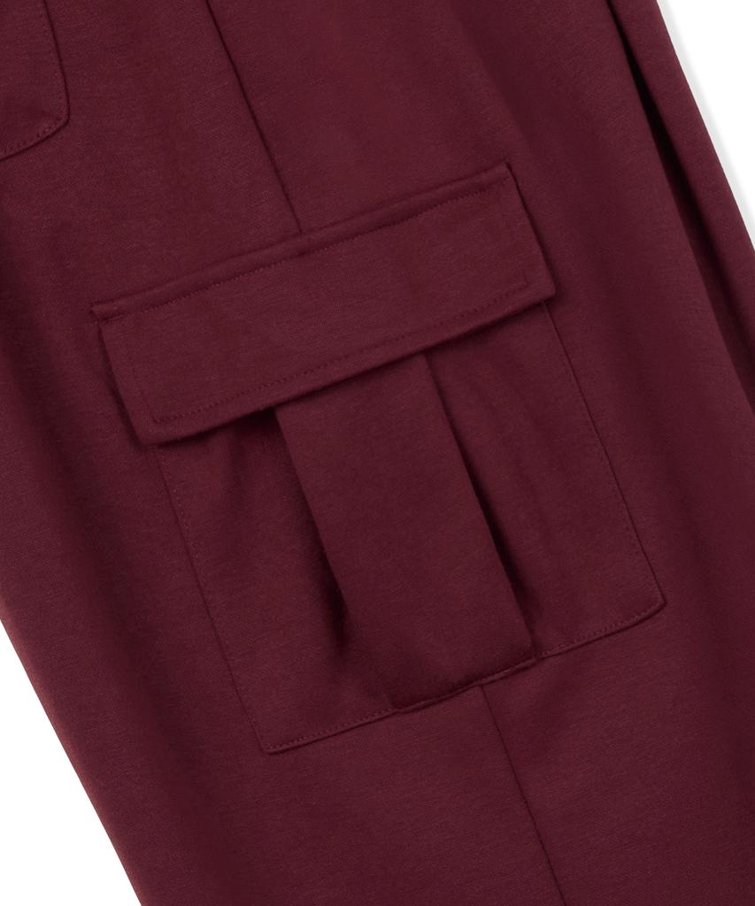 CAMEL WORK One-Pleat Wide Cargo Sweatpants (Burgundy)