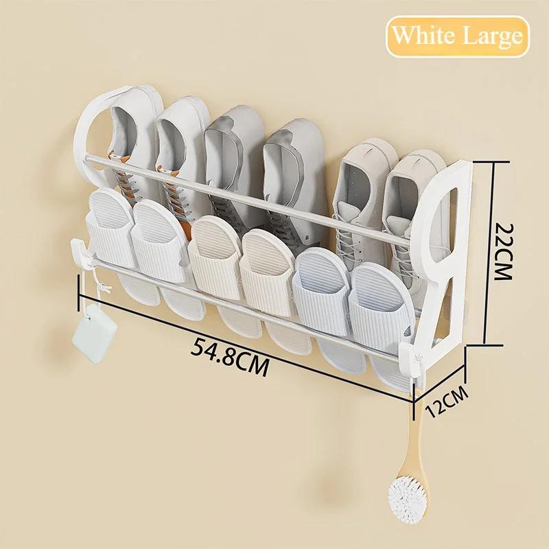 Wall Mounted Shoe Rack with No Drilling and Multifunctional Storage for Saving Space In Bedrooms and Living Rooms