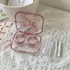 Transparent Bow Lenses Case Pink Eye Care Container Box Portable Cosmetic Contact Lenses Box