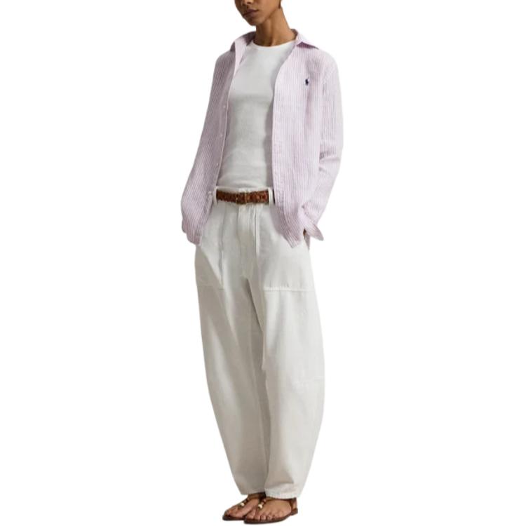 Camicia da donna a maniche lunghe con bottoni, ricamata a righe Polo Ralph Lauren 211A96158-006