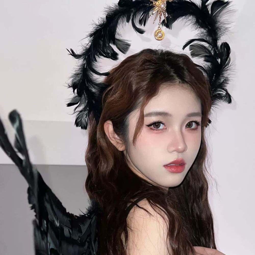 Star Feather Headband Goddess Lolita Hair Bands Elegnat Angel Wing Hair Hoop  Party