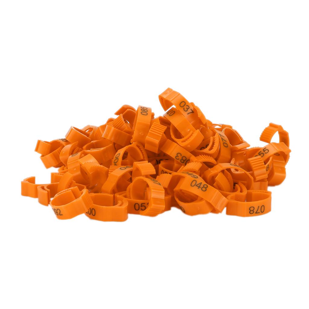 100Pcs Poultry Foot Rings Identification Leg Buckle with Numbers for Chicken Duck Bird