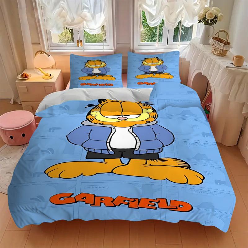 3pcs Garfield, Cat Cover Set, 1 Cover + 2 Pillowcases (No Insert), Bedding for All Seasons, Bedding,Bedroom Decor yy250922012
