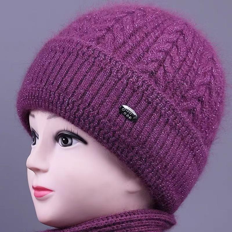 Autumn and winter old lady warm wool hat winter hat children's outdoor cold-proof fleece ear protector knitted hat