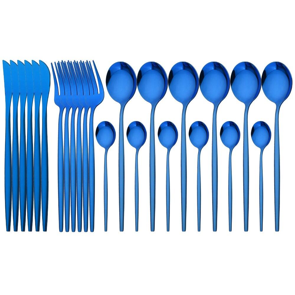 24Pcs Mint Gold Dinnerware Set Knife Fork Coffee Spoon Cutlery Western Stainless Steel Tableware Flatware Kiechen Silverware