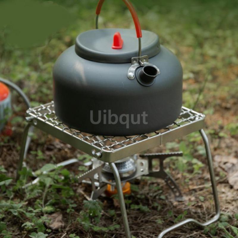 Outdoor Stove Stand Portable Foldable Kettle Stand Stainless Steel Striped Mesh Grill Rack Mini Stand Baking Tray Holder Grill