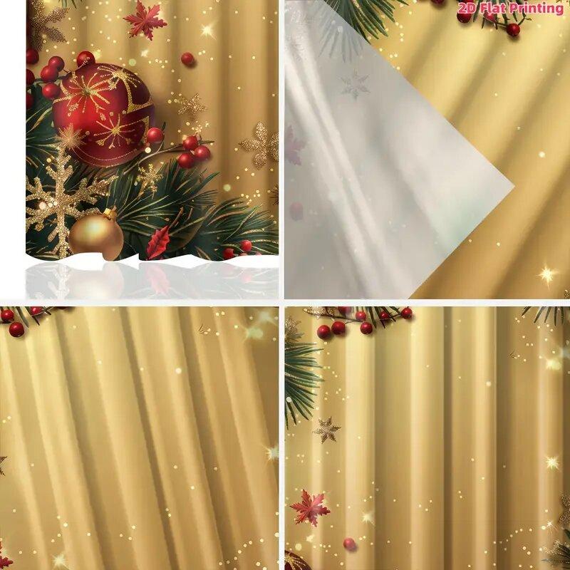 2 Pcs Christmas costume print curtains  suitable for bedroom  living room kitchen decoration  home decoration  window decoration