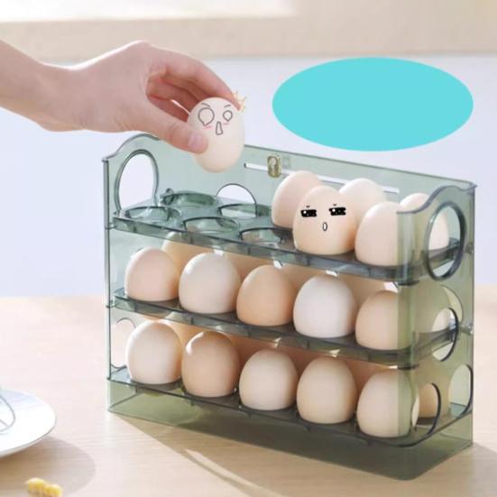 Dreistufiger Eierorganizer für den Kühlschrank Eieraufbewahrungsbox mit Datumsanzeige Eierregal für 30 Eier oder 18 Eier für den Kühlschrank