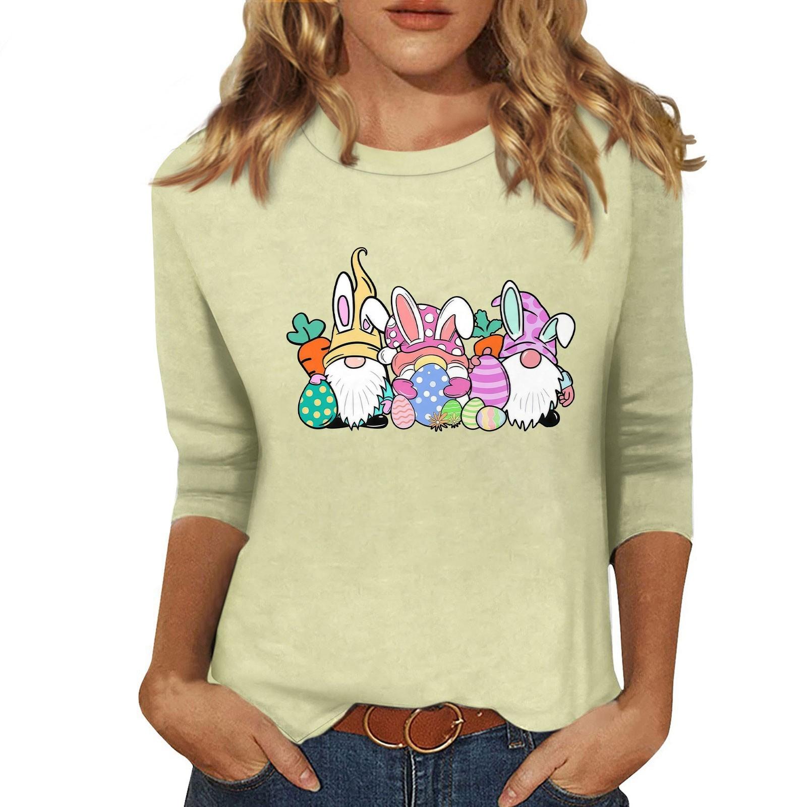 

Жіночий модний повсякденний топ з круглим вирізом і принтом з паєтками з рукавом три чверті XL жовтий