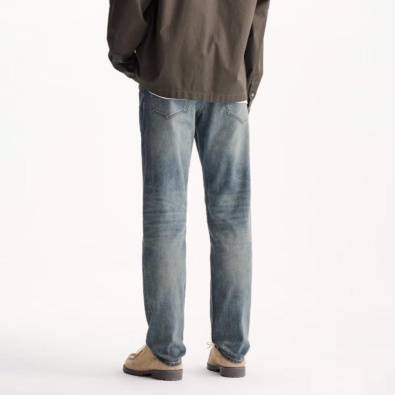 JACK&JONES Men's Embroidered Straight Fit Washed Denim Jeans