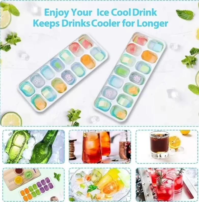 Household Silicone Ice Cube Mold Square Ice Cube Tray 14 Cube Easy Release Cube Molds Kitchen Bar DIY Iced Cocktail Freeze Tool
