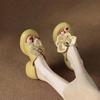Thick-soled Thick-heeled Sandals for Women To Wear One-word Slippers, New Summer Thick-heeled High-heeled Shoes, Bow-tie Cool Slippers