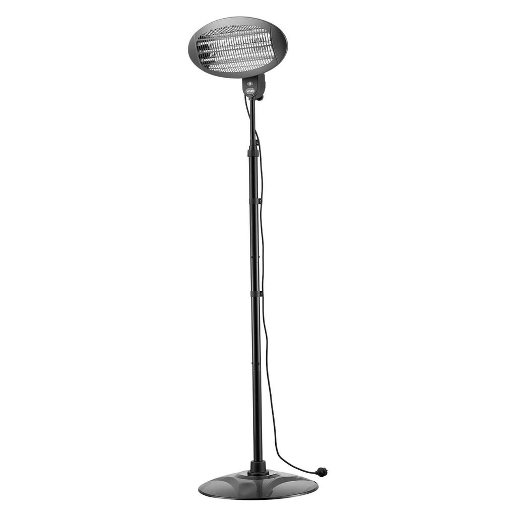 Infrared Heater 2000W Electric Space Heater Pull-Chain Control Black, 3 Heat Settings, Premium Cold-Rolled Steel, Adjustable Height, Even Warmth for