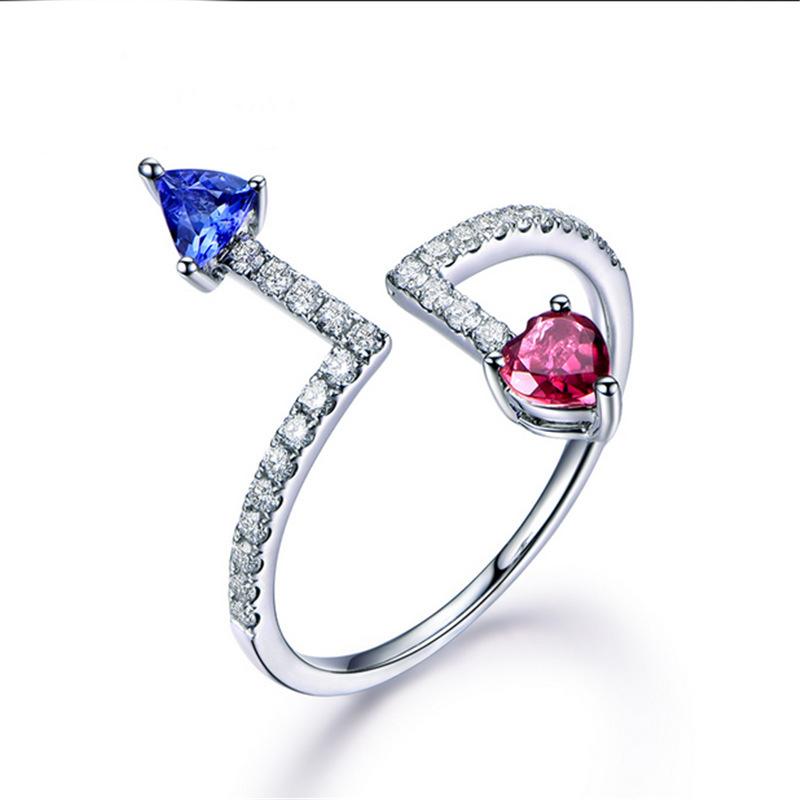 Anello Popolare in Argento Creativo Intarsiato con Zircone di Cristallo Colorato Anello da Donna Anello di Nicchia Personalizzato