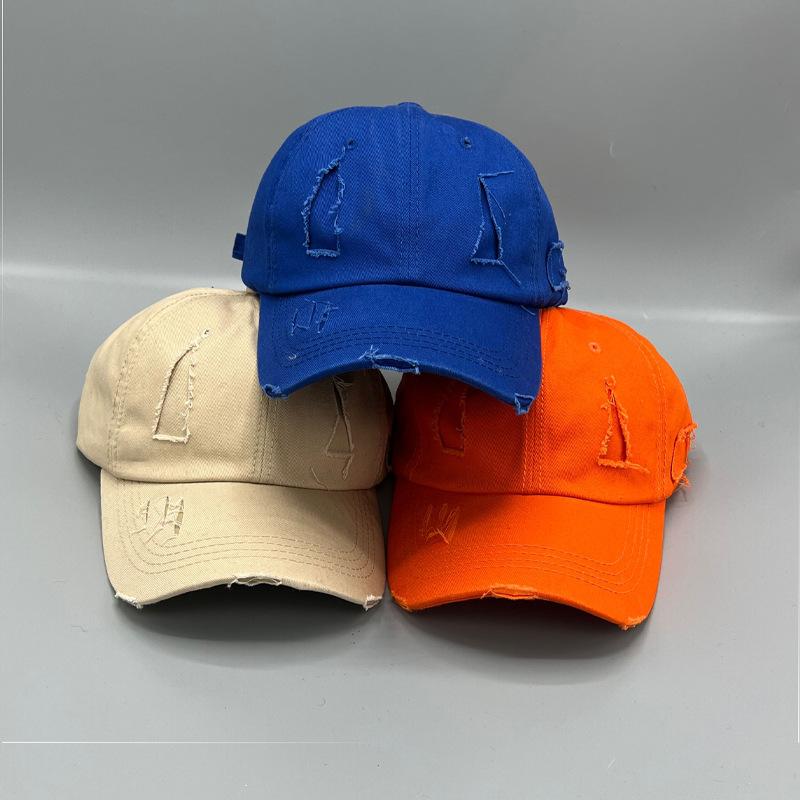 Old ripped baseball cap male personality retro fried street ins trendy hat versatile youth soft top solid color cap female