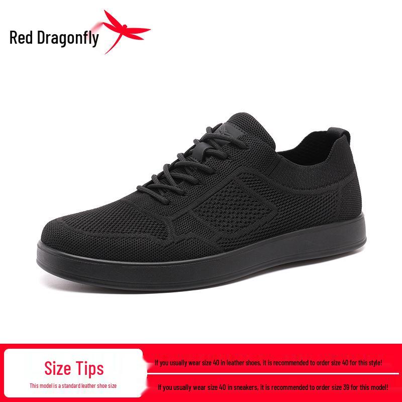 Red Dragonfly Men s Summer Fly Knit Casual Mesh Sneakers - Black 42