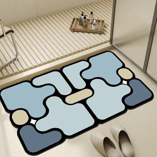 Colorful Puzzle Floor Mat Absorbent Bathroom Rug Non-Slip Bath Mat Decorative Door Mat for Entrance Kitchen Shower Bathtub