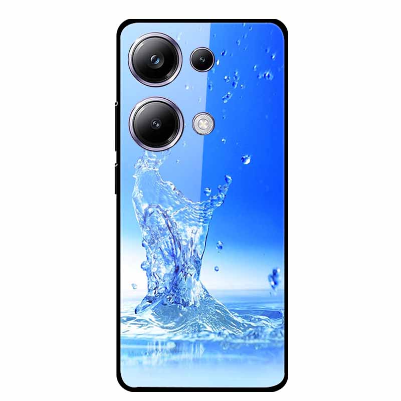 Glass Back Cover For Poco M6 Pro 4G Case M 6 M6Pro Hard Tempered Glass Case For Xiaomi Redmi Note 13 Pro Phone Case Soft Bumper