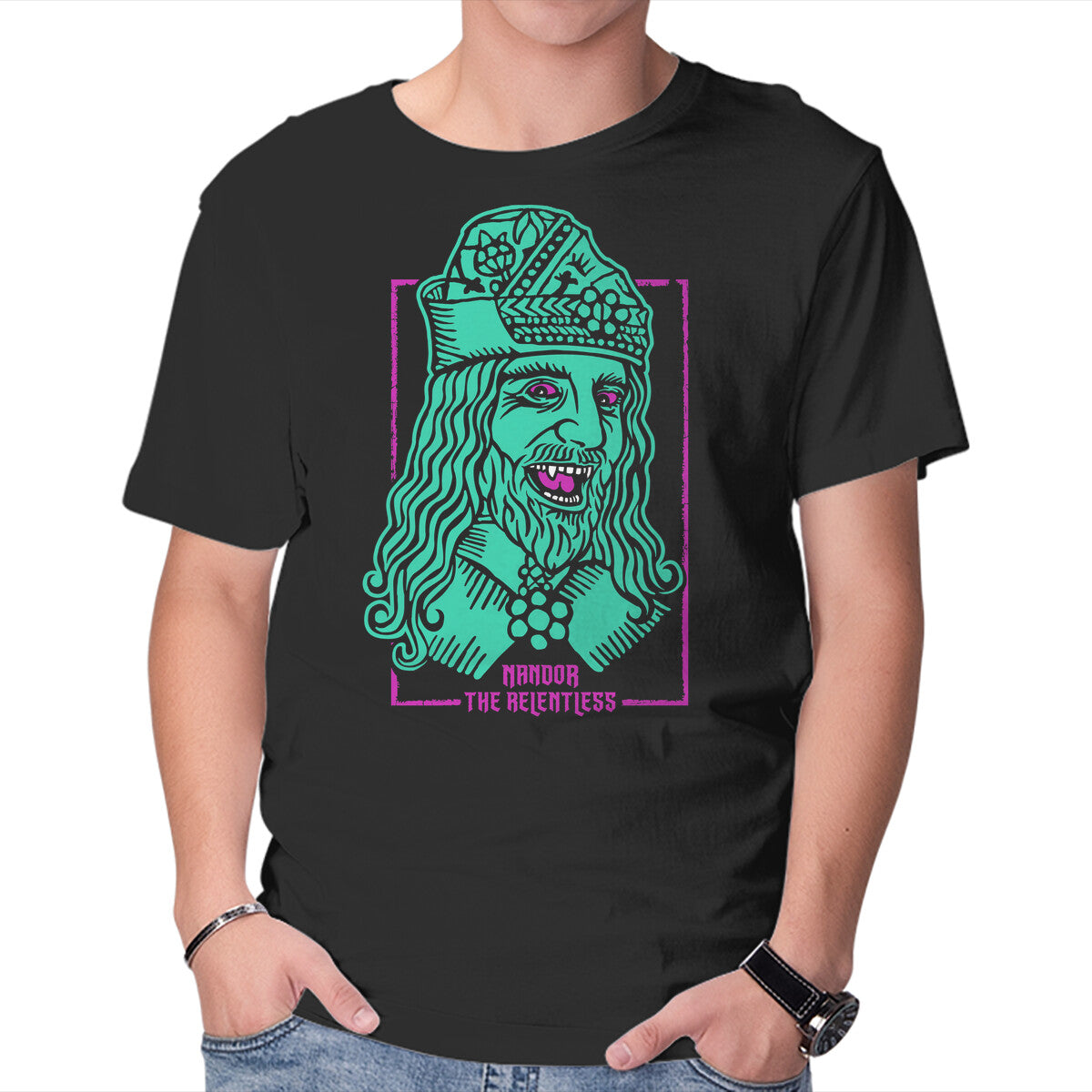 Unisex Crew Neck T-Shirt Nandor The Relentless Graphic Short Sleeve Casual Tee M