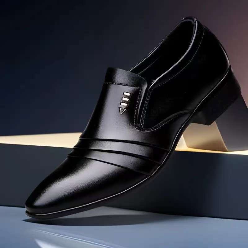 2025 popular men's business dress leather shoes casual versatile men's shoes trend pointed large size leather shoes