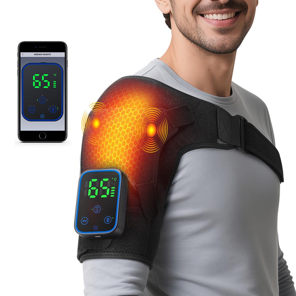 Electric Cordless Shoulder Massager with Heating Vibration App Control, Shoulder Pads Shoulder Braces for Womer Men