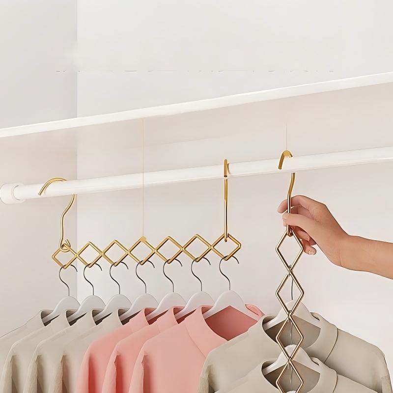 Stainless Steel 7-Hole Support Clothes Hanger Household Saving Space Clothes Rack for Dormitory Hanging Folding Clothes Rack