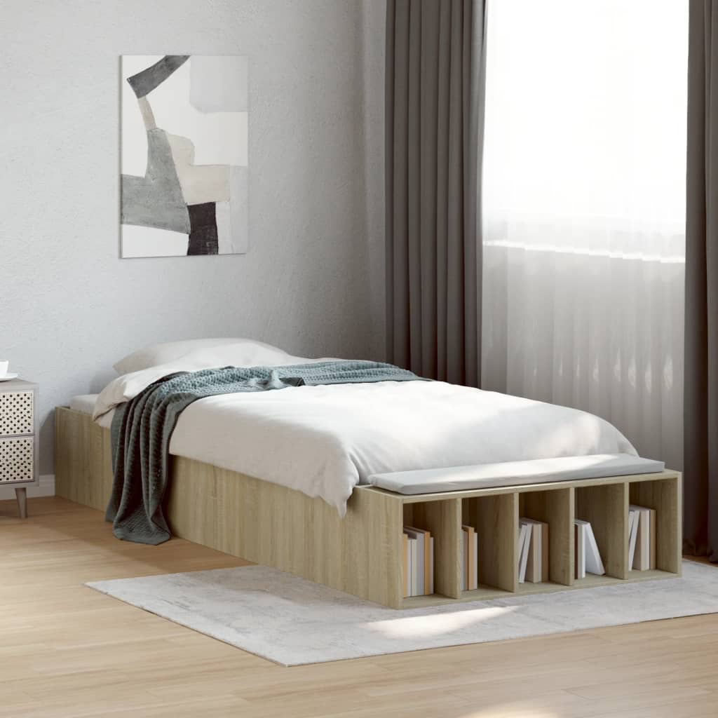 Bed Frame Sonoma Oak 75 x 190 cm Particleboard