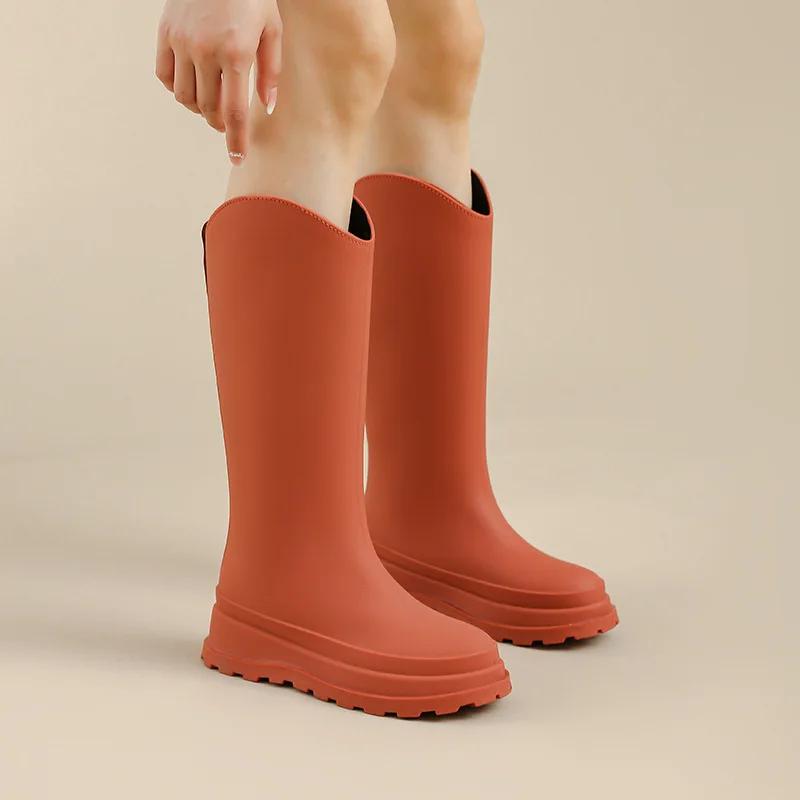 Fashion Comemore Tall Non-slip Rain Shoes Adult Women's Rain Boots Outside Rubber Long Water Shoe Fishing Water Boot Camping Platform 41