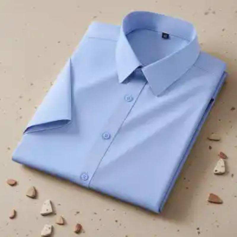 Letní pánská košile s krátkým rukávem Business Pracovní oděv Formální Elastická Nežehlivá Mačkavá Černá Bílá Košile