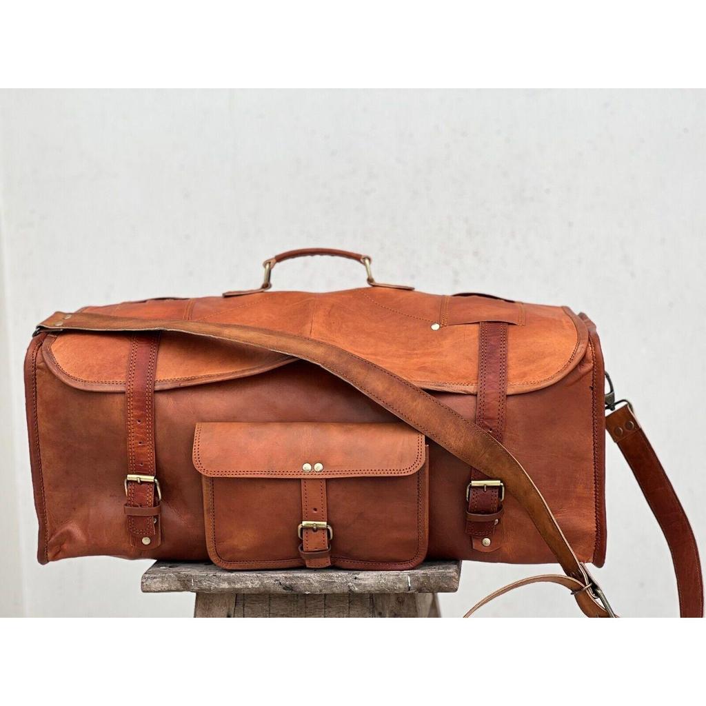 Übernachtungs-Reisetasche, Leder, für Reisen, Herren, Gepäck, Fitnessstudio, Vintage, echt