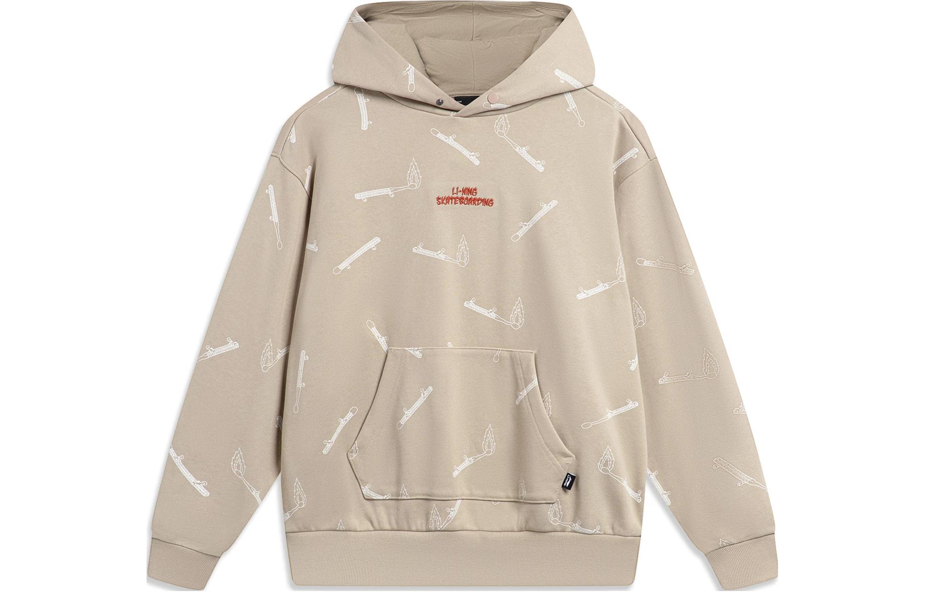 Li Ning Sweatshirt Men s Light Glaze Brown Print AWDT955-3 L