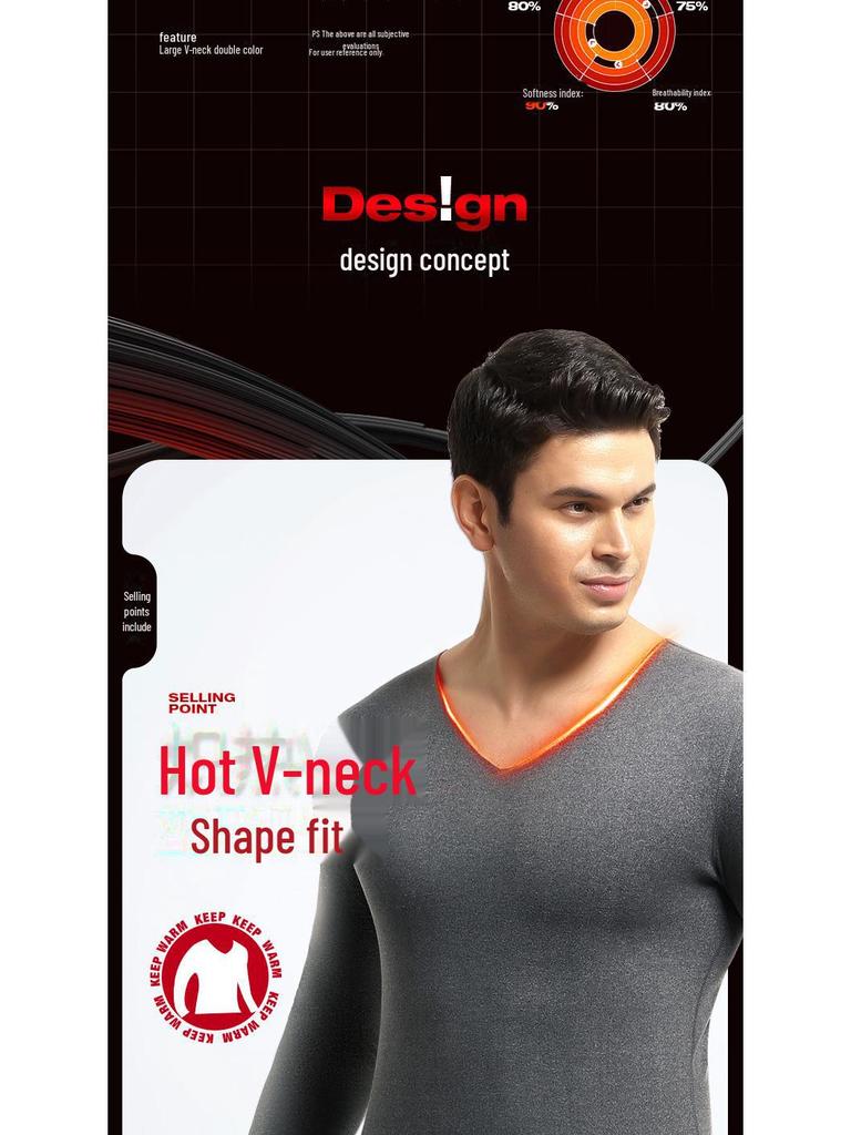 Męski jesienno-zimowy zestaw bielizny termicznej slim fit z podszewką z aksamitu