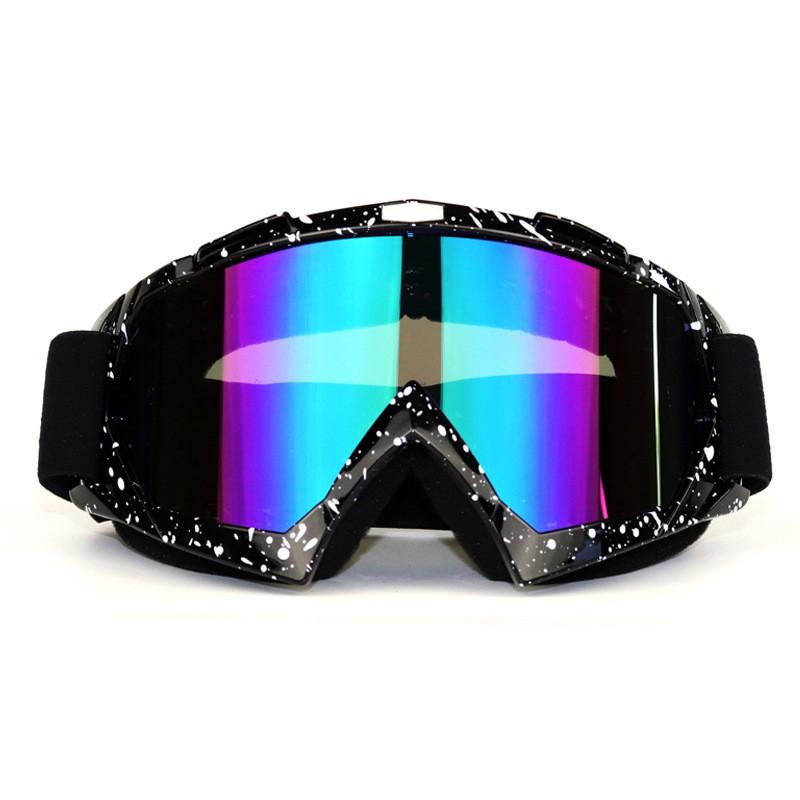 Cycling Protective Gear Safety Goggles Off-Road Motorbike Racing Outdoor Riding Skiing Windproof Sport Eyewear Black Frame White Dot Colored Lens