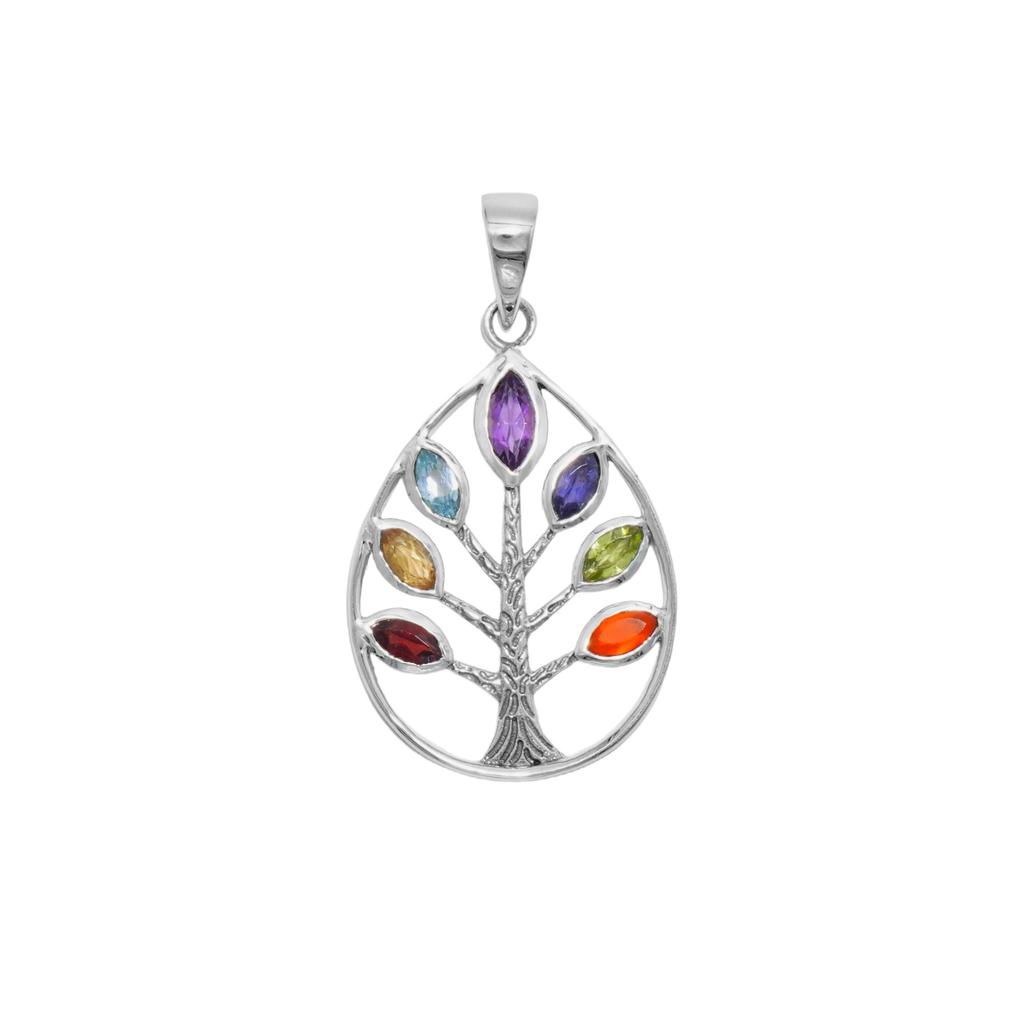 92.5 Silver Chakra Pendant for Her Zivori Multi Gemstone Pendant