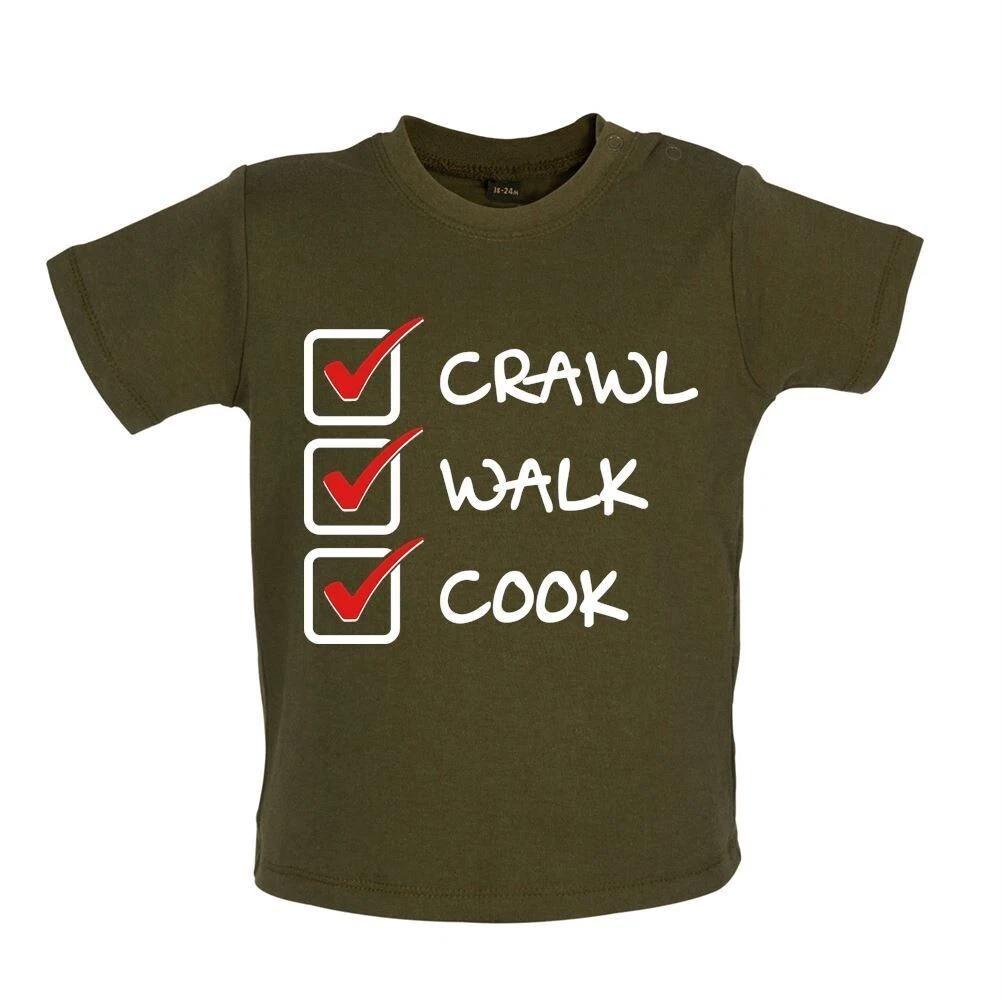 Crawl Walk Cook - Baby Kids Boys Girls Unisex T-Shirt / Babygrow - Cooking Bake Baking bake Funny Love 110