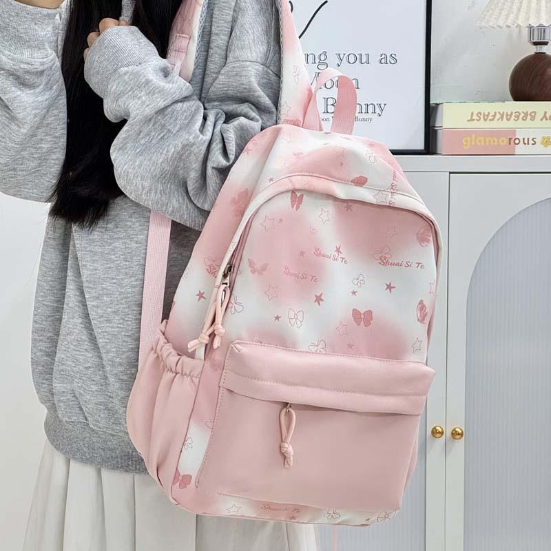 

Back To School Backpack Playful Bow Print Bookbag Quilted Comfort and Multi-Pocket Organizati System for Women s Campus Life
