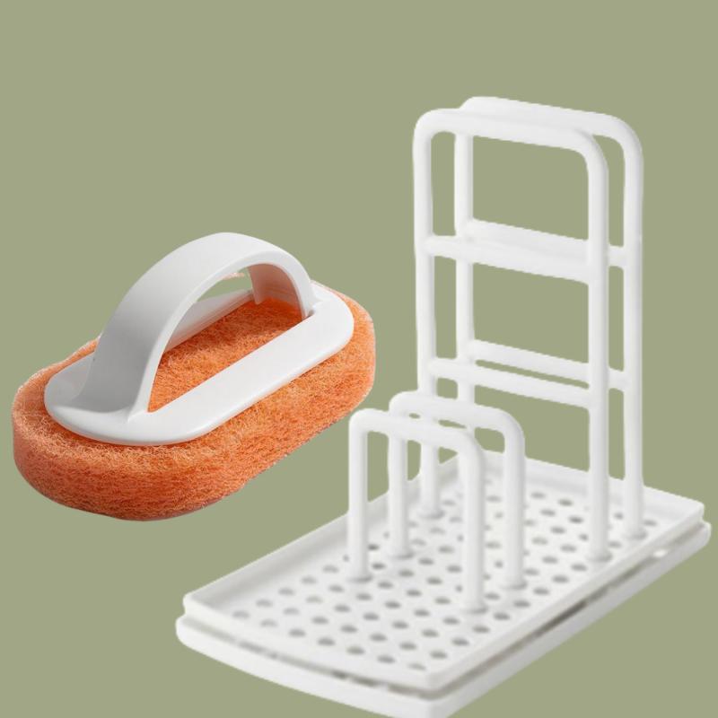 Kitchen Table Storage Rag Rack Dishwashing Cloth Drain and Punch-free Soap Rack Clean with A Daily Dishwashing Pan Brush