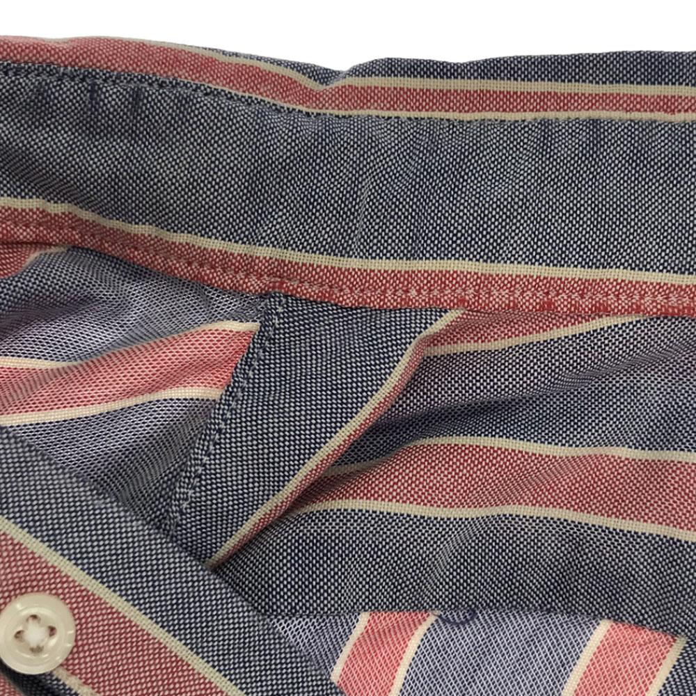 Polo by Ralph Lauren 80s Vintage Boys' Green Tag Shirt, Made In USA Stripe Logo Embroidery Long Sleeve Button Down Shirt Men's Used