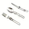 Stainless Steel Camping Tableware Set Of 3 With Folding Spoon Fork Knife And Storage Bag, Outdoor Camping Portable Tableware
