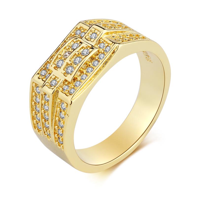 Goldener Ehering für Männer Breite Version Dominant Business Mikro-eingelegter Simulations-Siegelring Schmuck Verlobung Liebesring