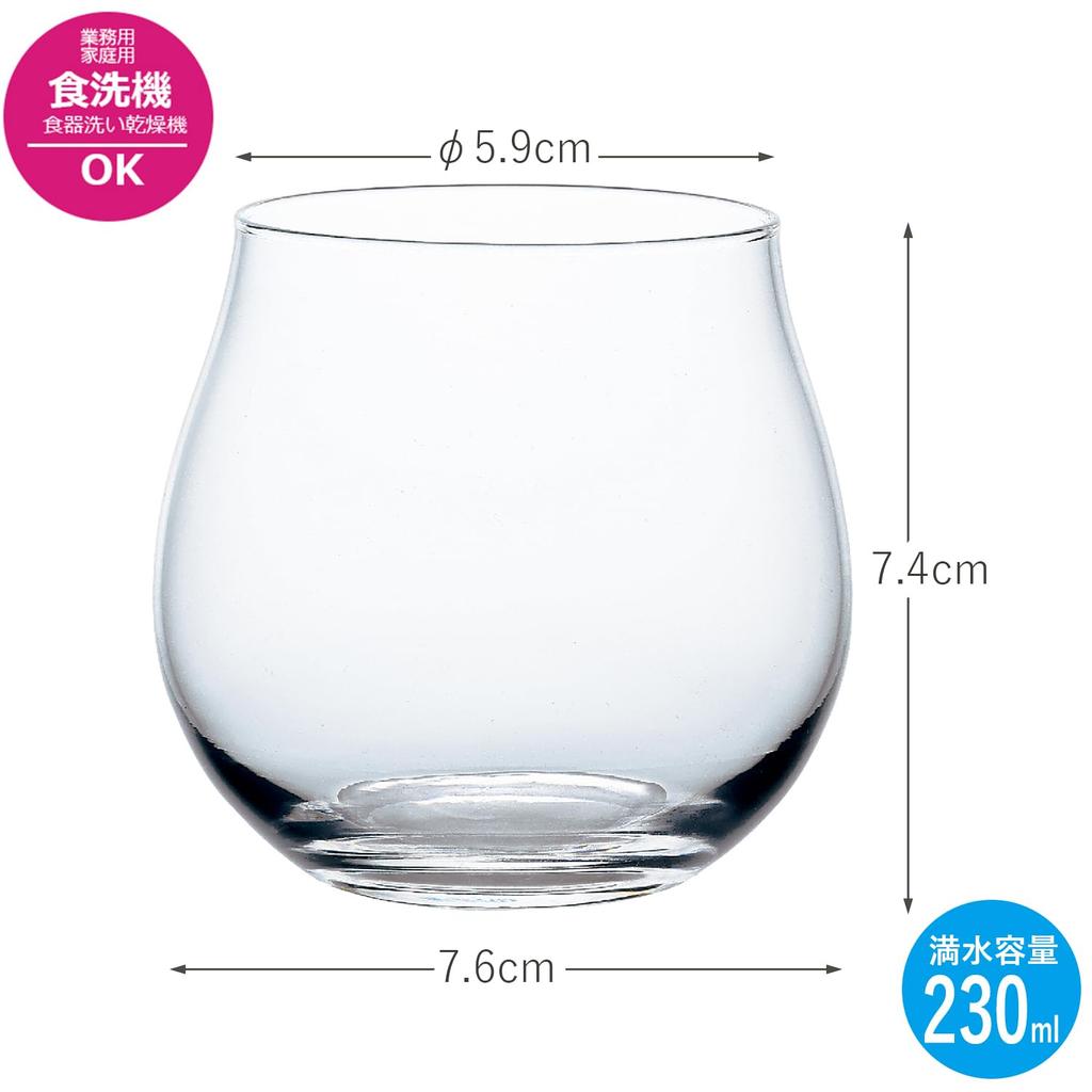 Toyo Sasaki Glass Fuwari Sake Set of Made In Dishwasher Suitable for Sake and Sake Sake Commercial Use Glasses, 230ml, 6, Japan, Safe, Cups, Ochoko,