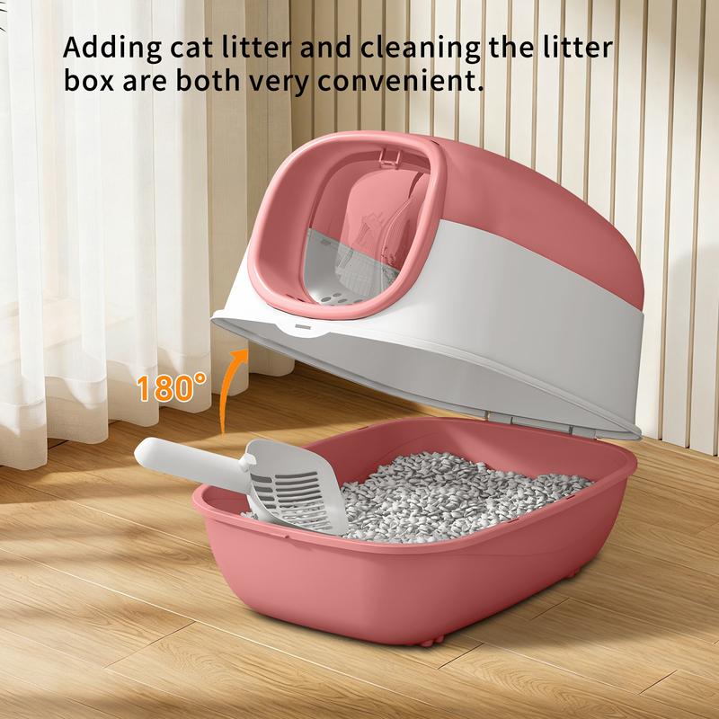 Switchable Open/Semi-Enclosed Cat Litter Box, Extra Large Jumbo Size for Multi-Cat Households, Splash-Proof and Anti-Tracking, Dual-Mode Over-the-Top