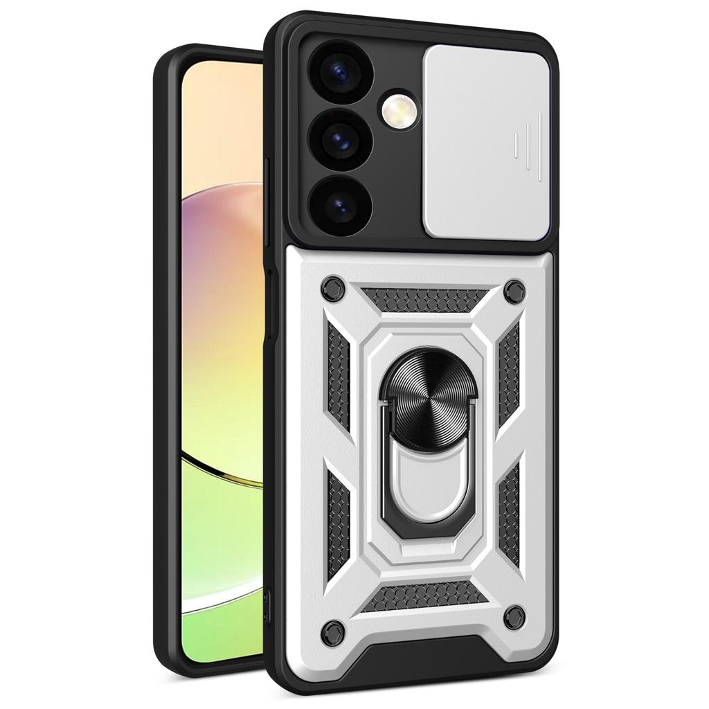 For Samsung Galaxy S24 Case Anti-drop Slide Lens Protection Scratch-resistant PC+TPU Phone Cover